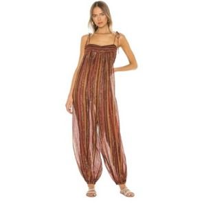 Free People Harem Lurex Jumpsuit Metallic Pants Jumpsuit Women's Size Medium